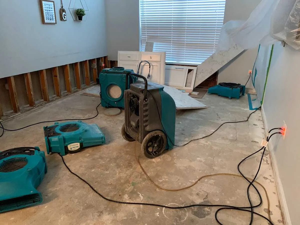Dehumidifier in flood-cut room for Water Extraction & Removal in Altadena